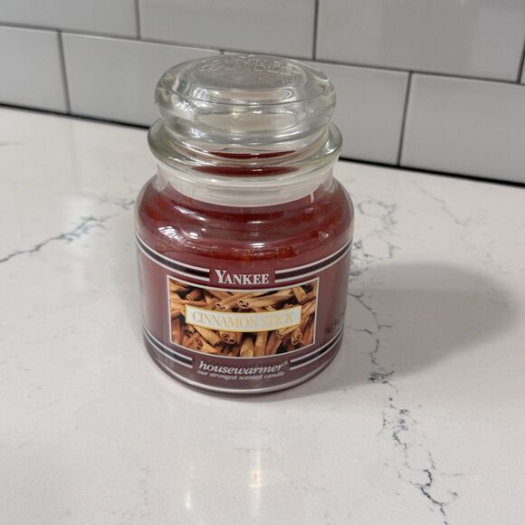 Vtg YANKEE CANDLE BLACK BAND WHITE LABEL HOUSEWARMER CANDLE Cinnamon Stick 14.5 - Picture 13 of 16